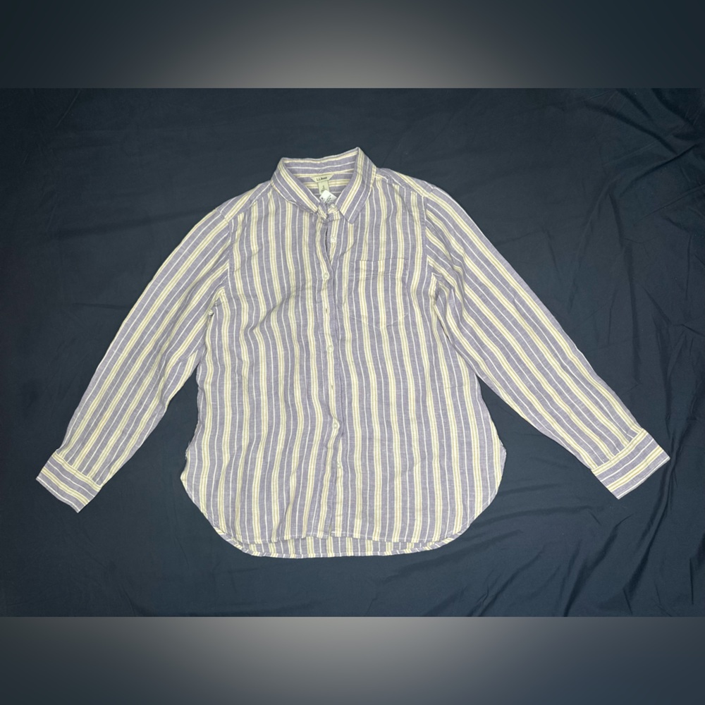 L.L. Bean Lavender and Cream Striped Shirt